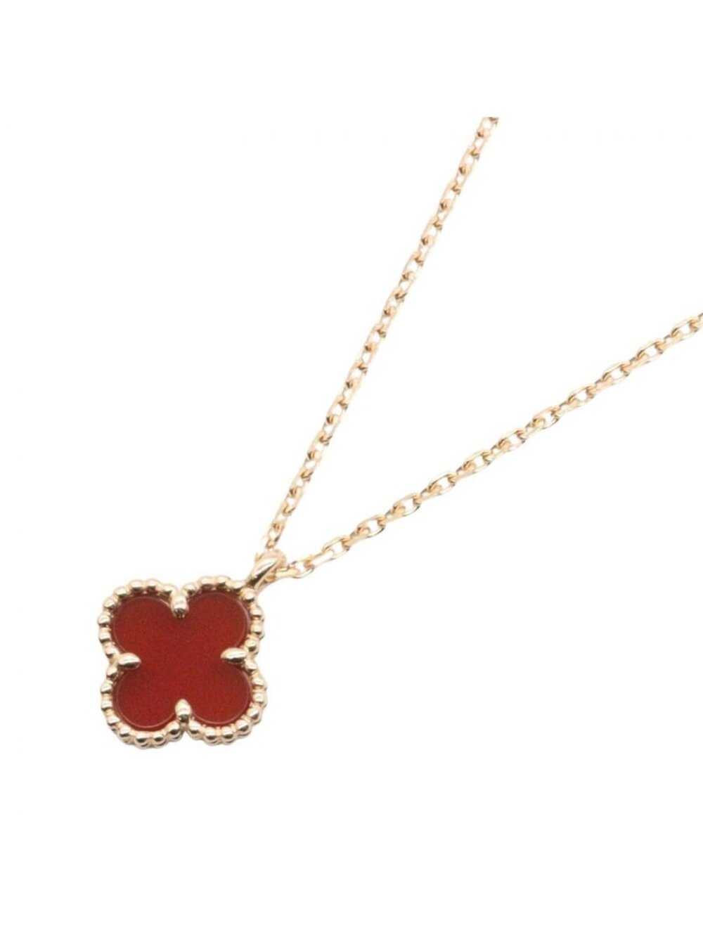 Van Cleef & Arpels Necklace Sweet Alhambra Carnelian 40.5 18k Pink Gold